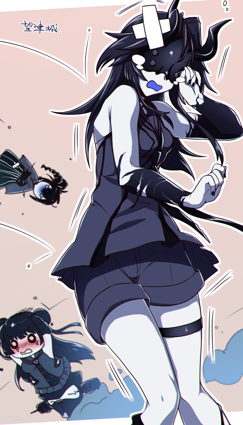 light cruiser oni, light cruiser princess, and ancient destroyer oni (kantai collection) drawn by mochitsuki_(mo_chooon)