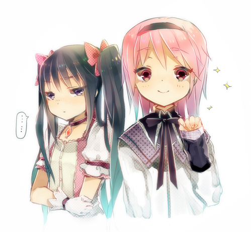 akemi homura and kaname madoka (mahou shoujo madoka magica) drawn by heca
