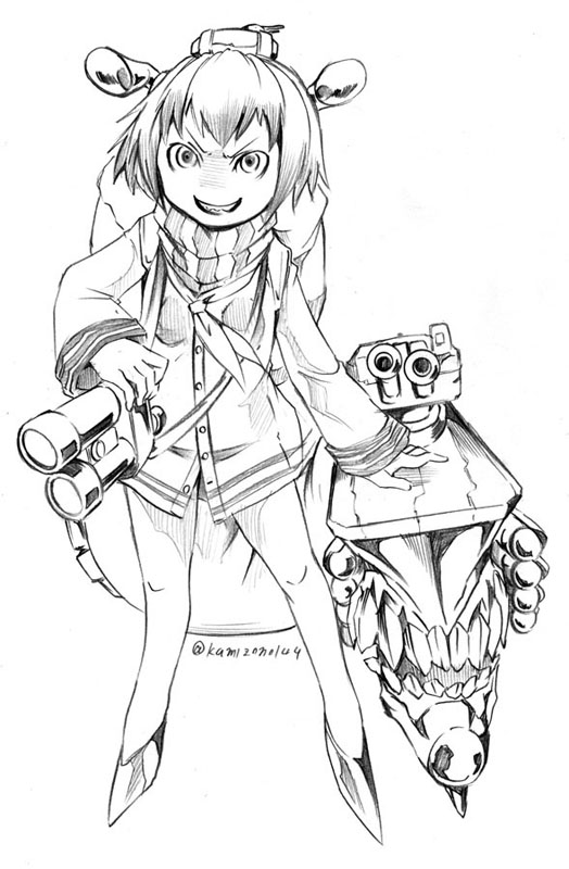 yukikaze and re-class battleship (kantai collection) drawn by kamizono_(spookyhouse)
