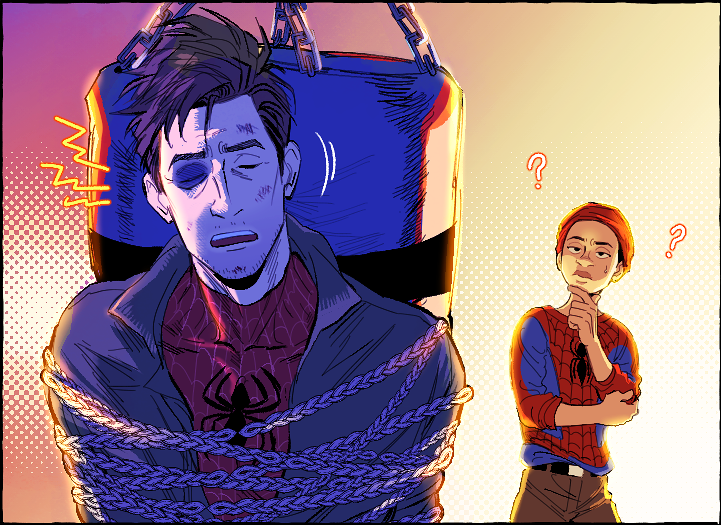 miles morales and peter b parker (marvel and 3 more) drawn by jungyun99