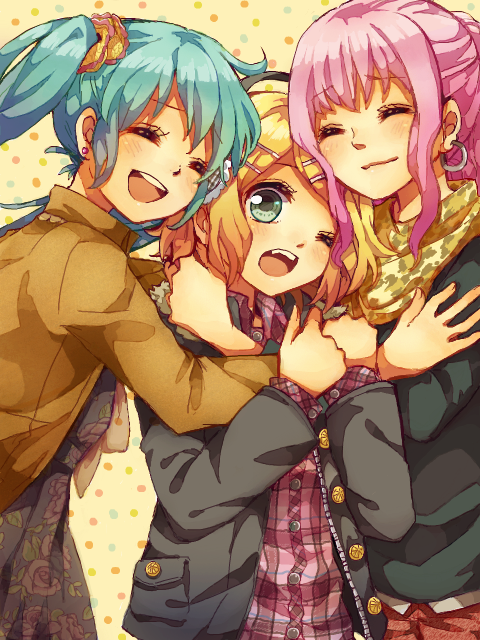 hatsune miku, kagamine rin, and megurine luka (vocaloid) drawn by as567