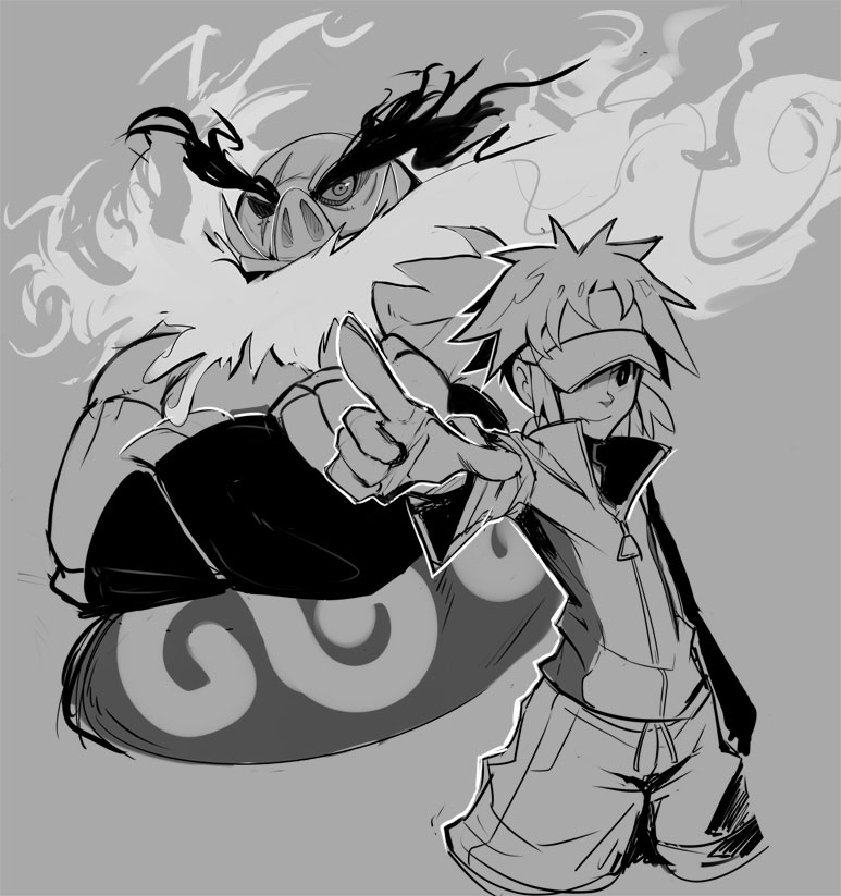 nate and emboar (pokemon and 1 more) drawn by sho-n-d