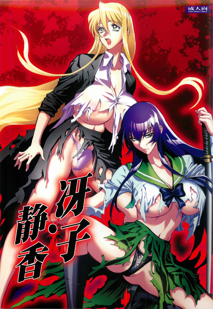 busujima saeko and marikawa shizuka (highschool of the dead) drawn by jakkini-san