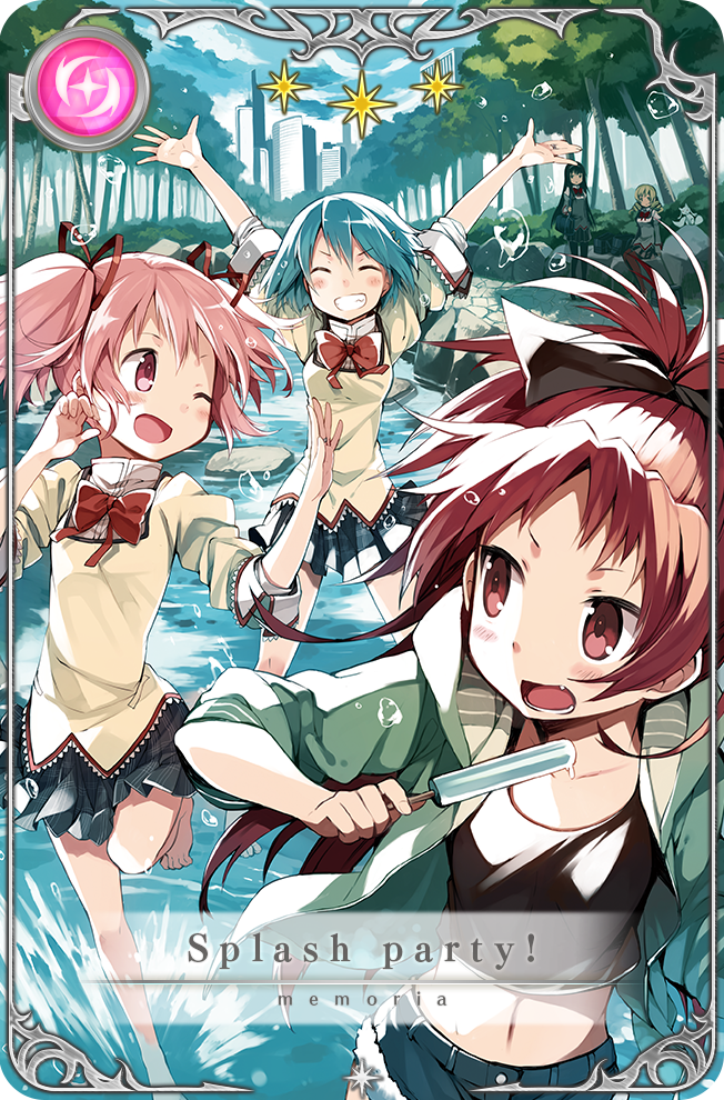 akemi homura, kaname madoka, miki sayaka, sakura kyoko, tomoe mami, and 1 more (mahou shoujo madoka magica and 1 more) drawn by hanokage