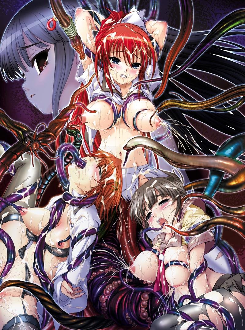 shiratori mikoto, kayama sui, tsukishiro ouka, and shiratori takeru (in'youchuu shoku) drawn by aojiru