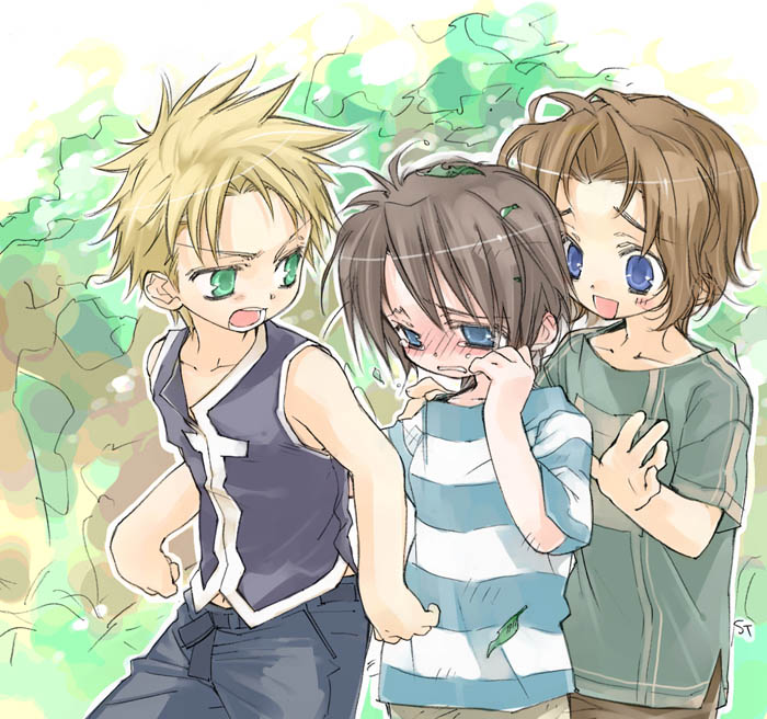 squall leonhart, seifer almasy, and irvine kinneas (final fantasy and 1 more) drawn by toujou_sakana
