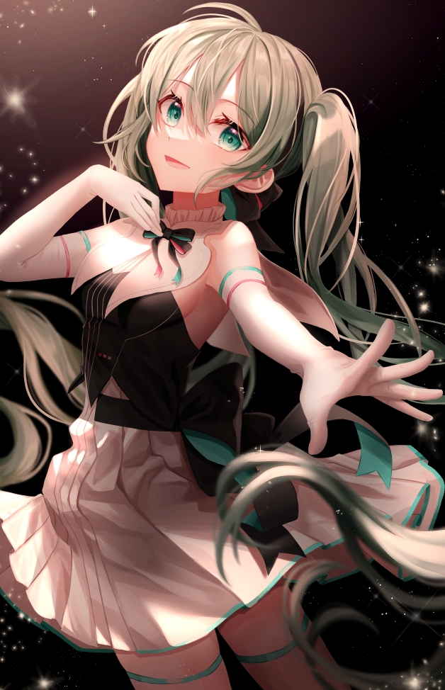 hatsune miku (vocaloid and 1 more) drawn by momyong