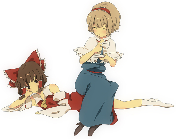 hakurei reimu and alice margatroid (touhou) drawn by yachi_yowa