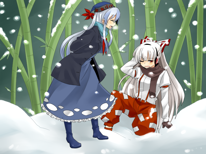 fujiwara no mokou and kamishirasawa keine (touhou) drawn by kusugaya