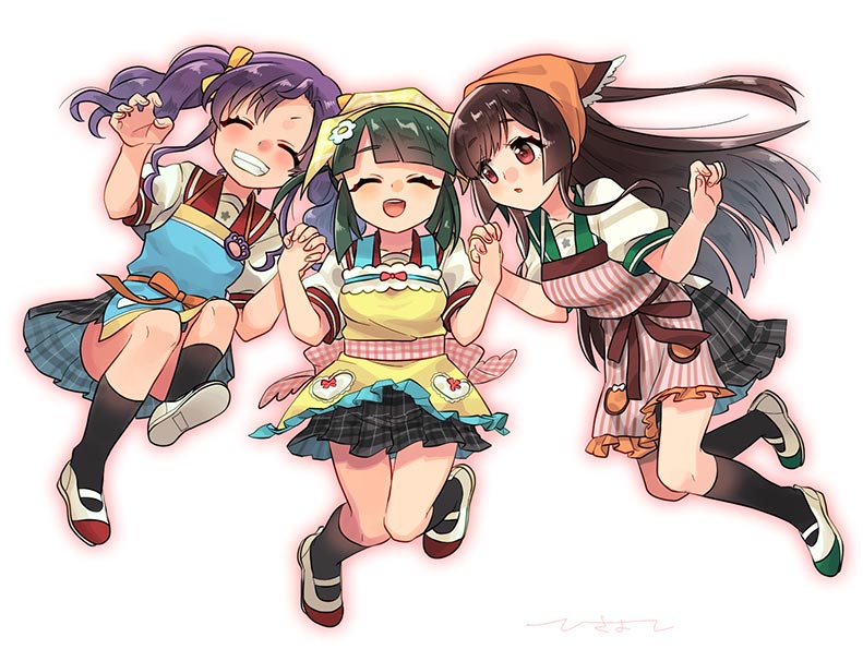 ono chiyo, mikage kasumi, and ougi koharu (ensemble girls!) drawn by hisayoshi_(hisa)