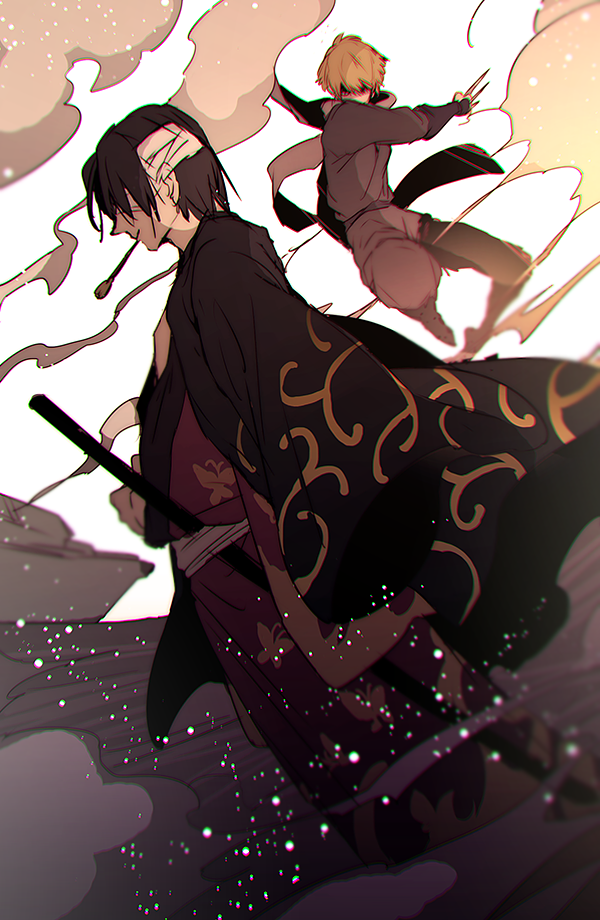takasugi shinsuke and hattori zenzou (gintama) drawn by yuuki_(mnm217)