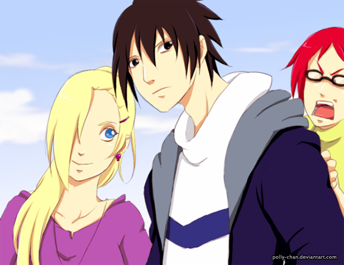 uchiha sasuke, yamanaka ino, and karin (naruto and 1 more) drawn by polly-chan