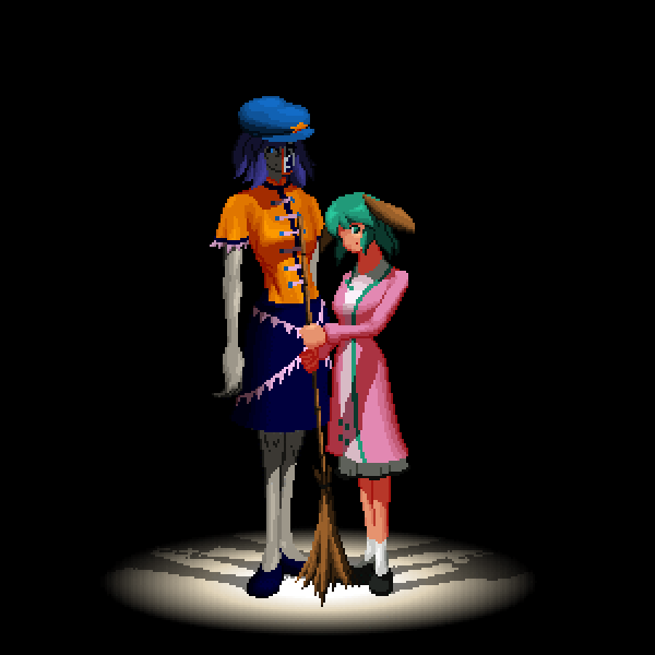miyako yoshika and kasodani kyouko (touhou and 2 more) drawn by daime_fusonzai