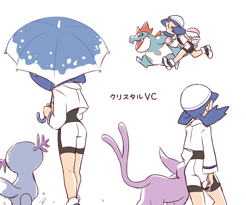 espeon, kris, wooper, and croconaw (pokemon and 1 more) drawn by 35yado
