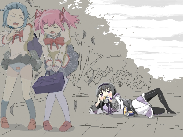 akemi homura, kaname madoka, and miki sayaka (mahou shoujo madoka magica) drawn by nao-08