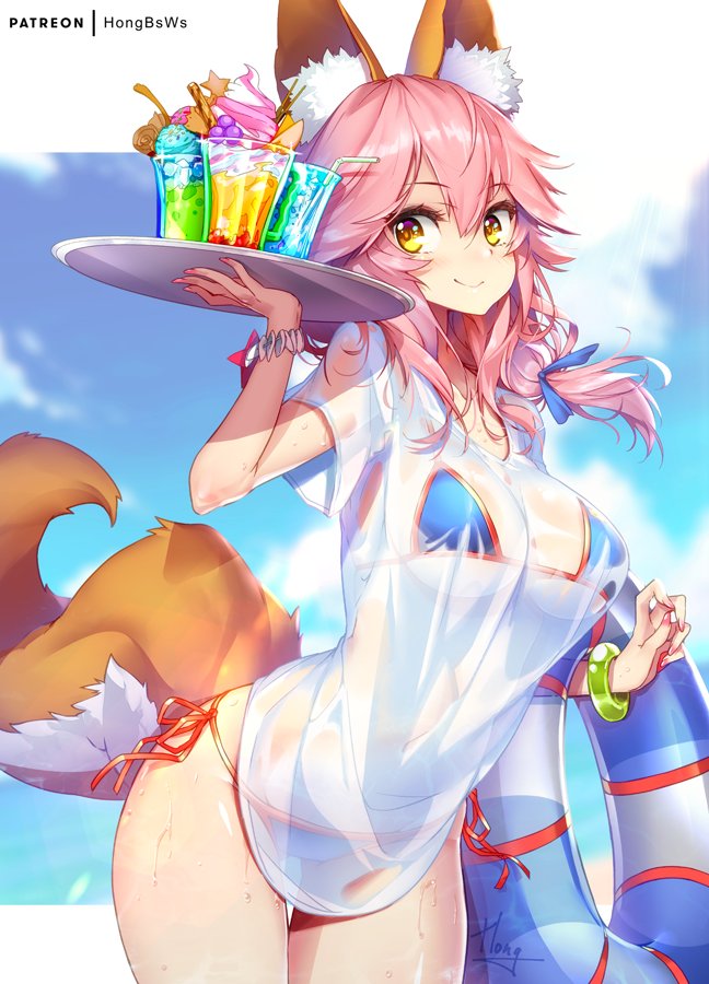tamamo and tamamo no mae (fate and 2 more) drawn by hong_(white_spider)