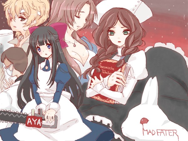 aya drevis, robin, alfred drevis, maria, snowball, and 1 more (mad father) drawn by ai-mu