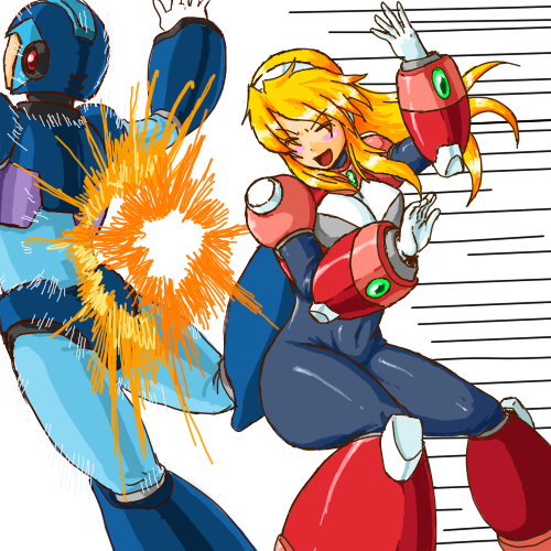 x and alia (mega man and 1 more) drawn by haget