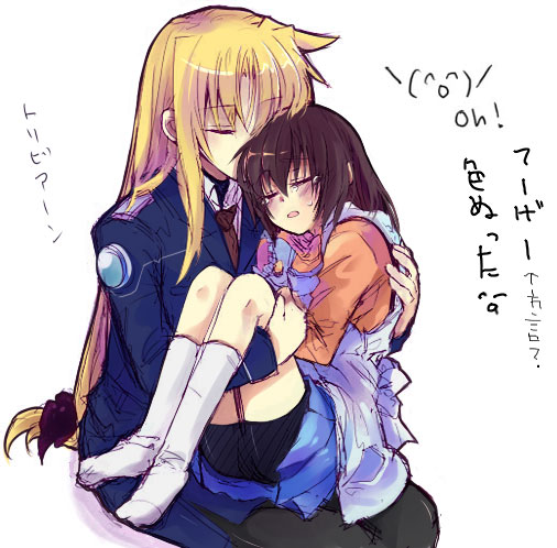 fate testarossa and takamachi nanoha (lyrical nanoha and 2 more) drawn by bocha_(gotipoke)