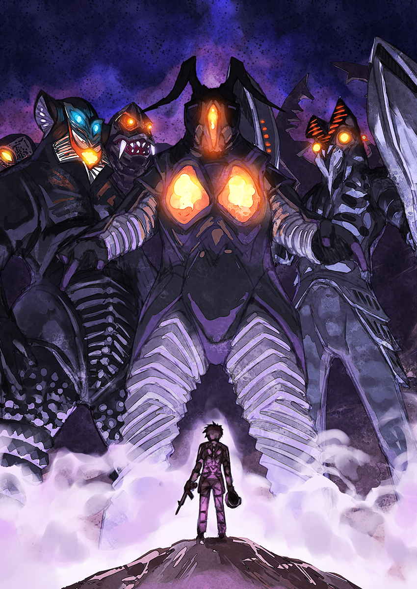 zetton, mephilas seijin, baltan seijin, red king, dada, and 1 more (ultra series and 2 more) drawn by matsuryuu