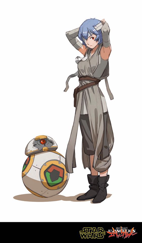 ayanami rei, eva 00, rey, and bb-8 (neon genesis evangelion and 2 more) drawn by sunkist