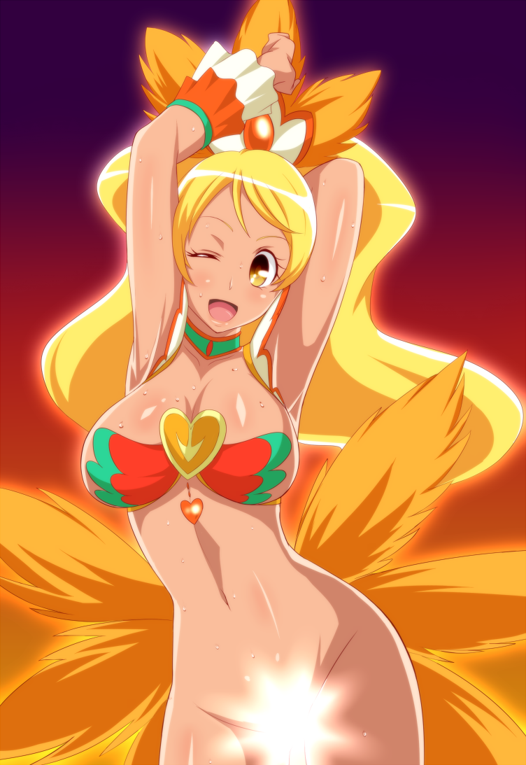oomori yuuko and cure honey (precure and 1 more) drawn by jabara_tornado