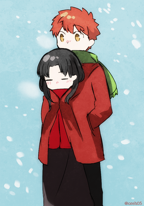 tohsaka rin and emiya shirou (fate and 2 more) drawn by oreh-stl