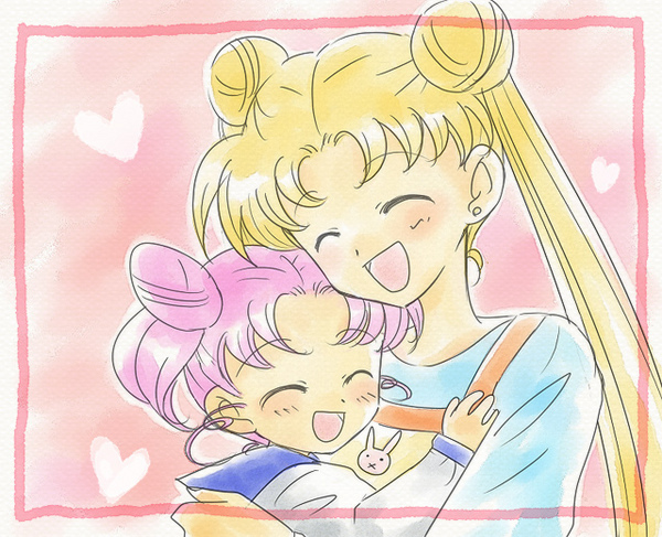 tsukino usagi and chibi usa (bishoujo senshi sailor moon) drawn by miisuke_(pinksugar)