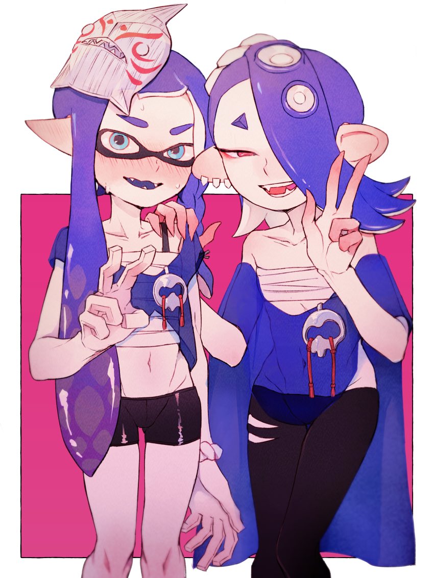 inkling player character, inkling girl, and shiver (splatoon and 1 more) drawn by saiano