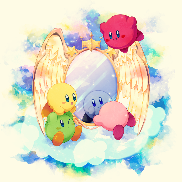 kirby and shadow kirby (kirby and 1 more) drawn by kotori_(lycka)