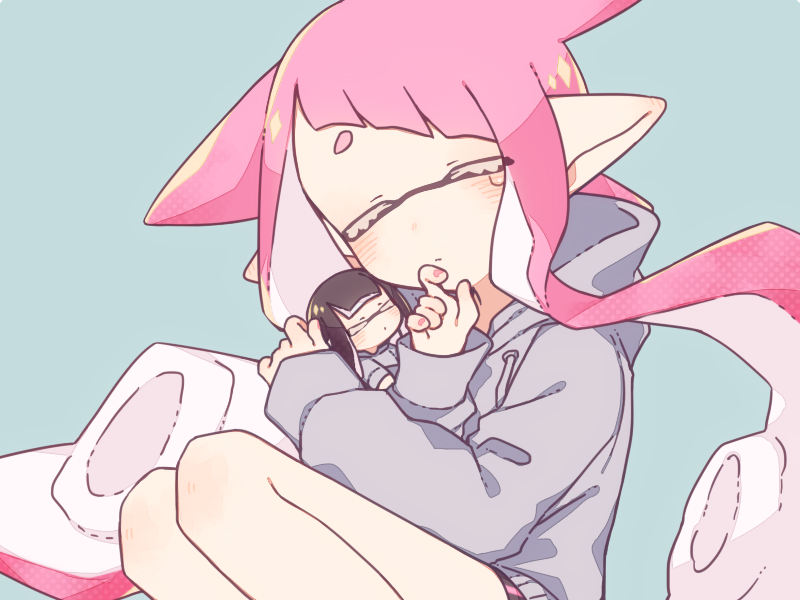 inkling player character and inkling girl (splatoon) drawn by inuowour