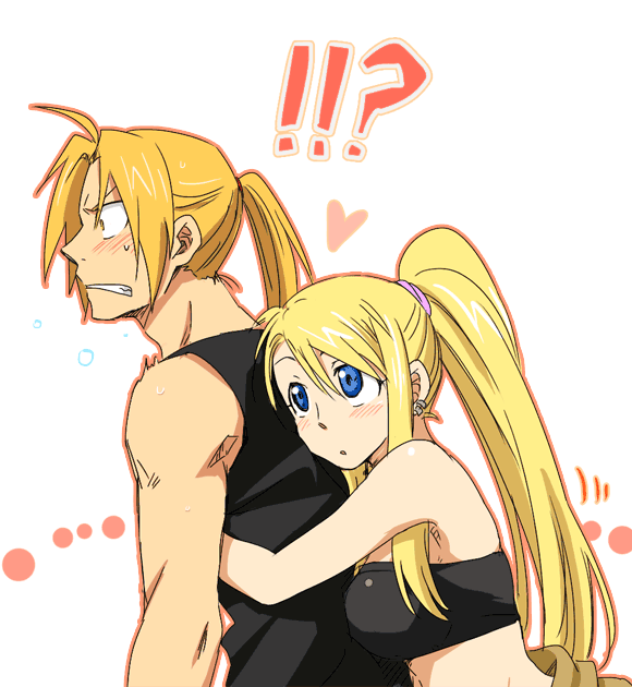 edward elric and winry rockbell (fullmetal alchemist) drawn by rikko_(peso)