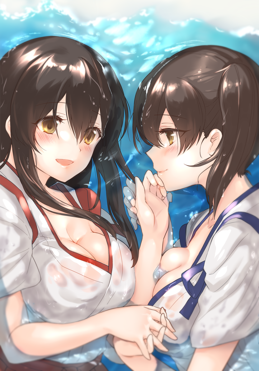 kaga and akagi (kantai collection) drawn by fukuroumori