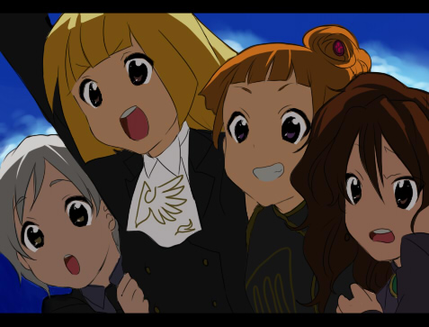 ushiromiya natsuhi, ushiromiya rosa, ushiromiya eva, and ushiromiya kyrie (k-on! and 1 more) drawn by elina_kuroe_no_daarin