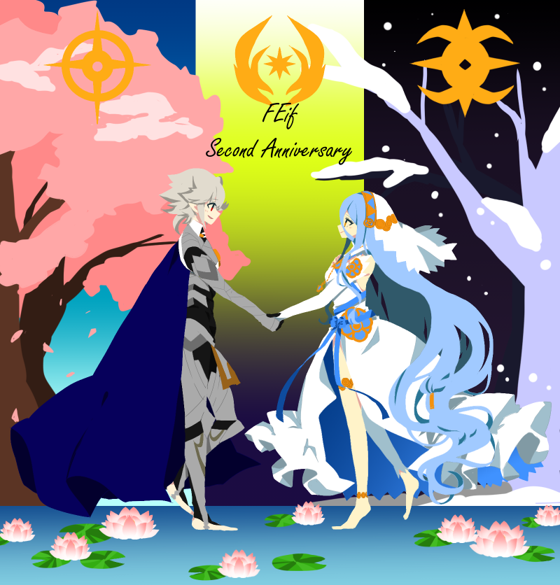 azura and male corrin (fire emblem and 1 more) drawn by hio141