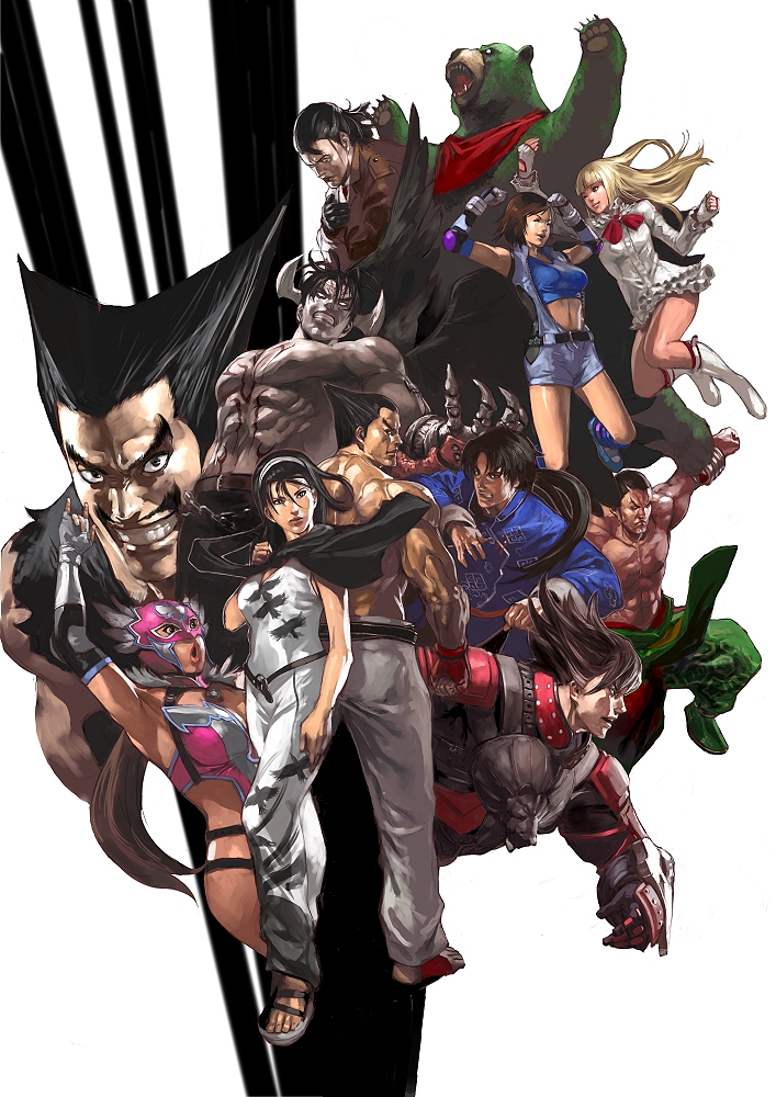 kazama asuka, lili, kazama jin, mishima kazuya, devil jin, and 9 more (tekken and 1 more) drawn by junny