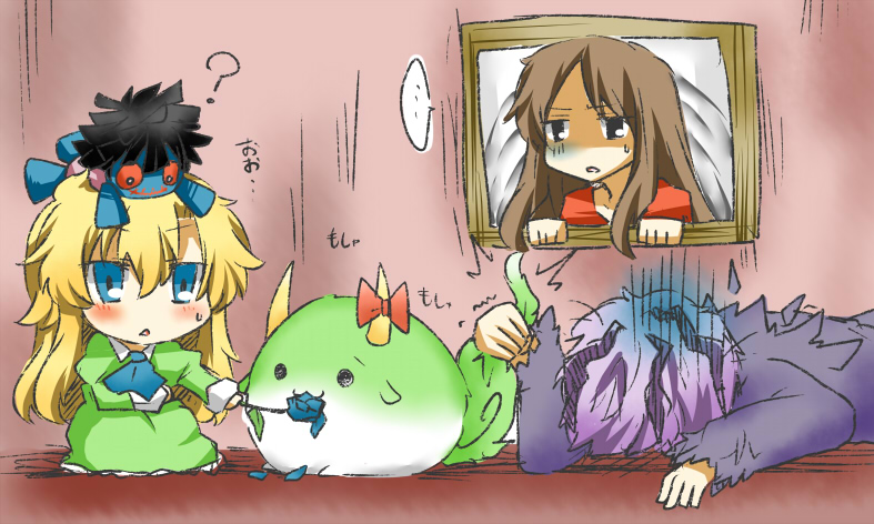 kamishirasawa keine, ex-keine, mary, garry, and lady in red (touhou and 1 more) drawn by rebecca_(keinelove)