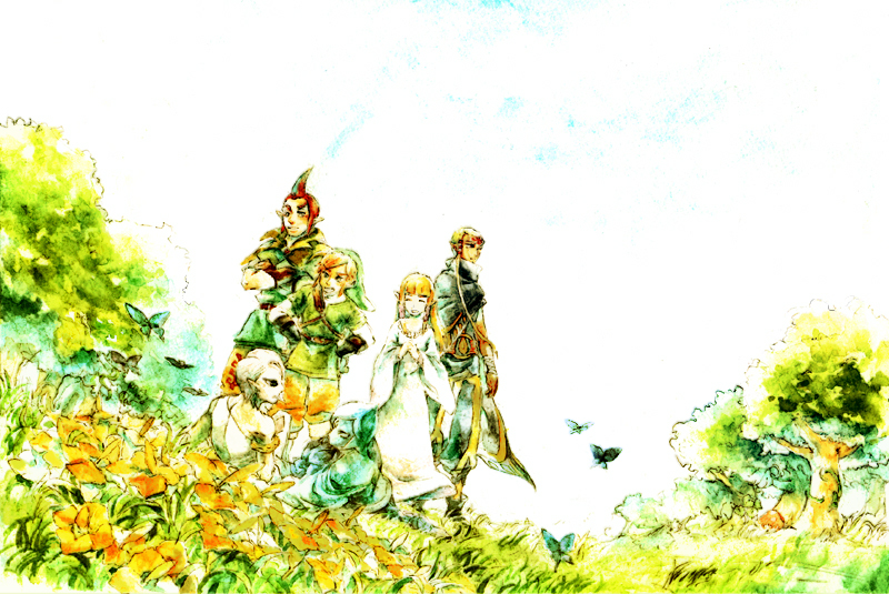 link, princess zelda, impa, fi, ghirahim, and 1 more (the legend of zelda and 1 more) drawn by bluestreakshiho