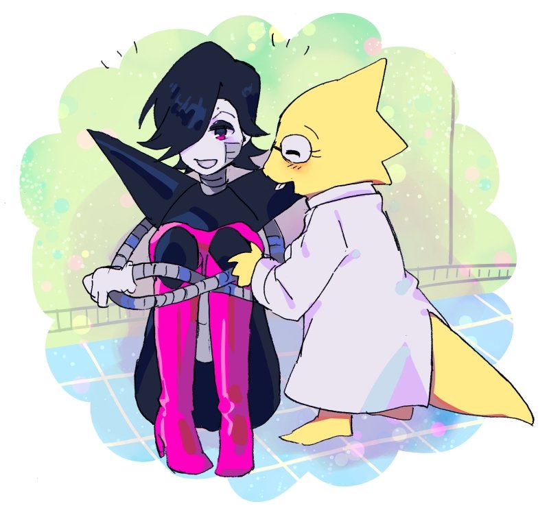 mettaton, alphys, and mettaton ex (undertale) drawn by beryllium_game