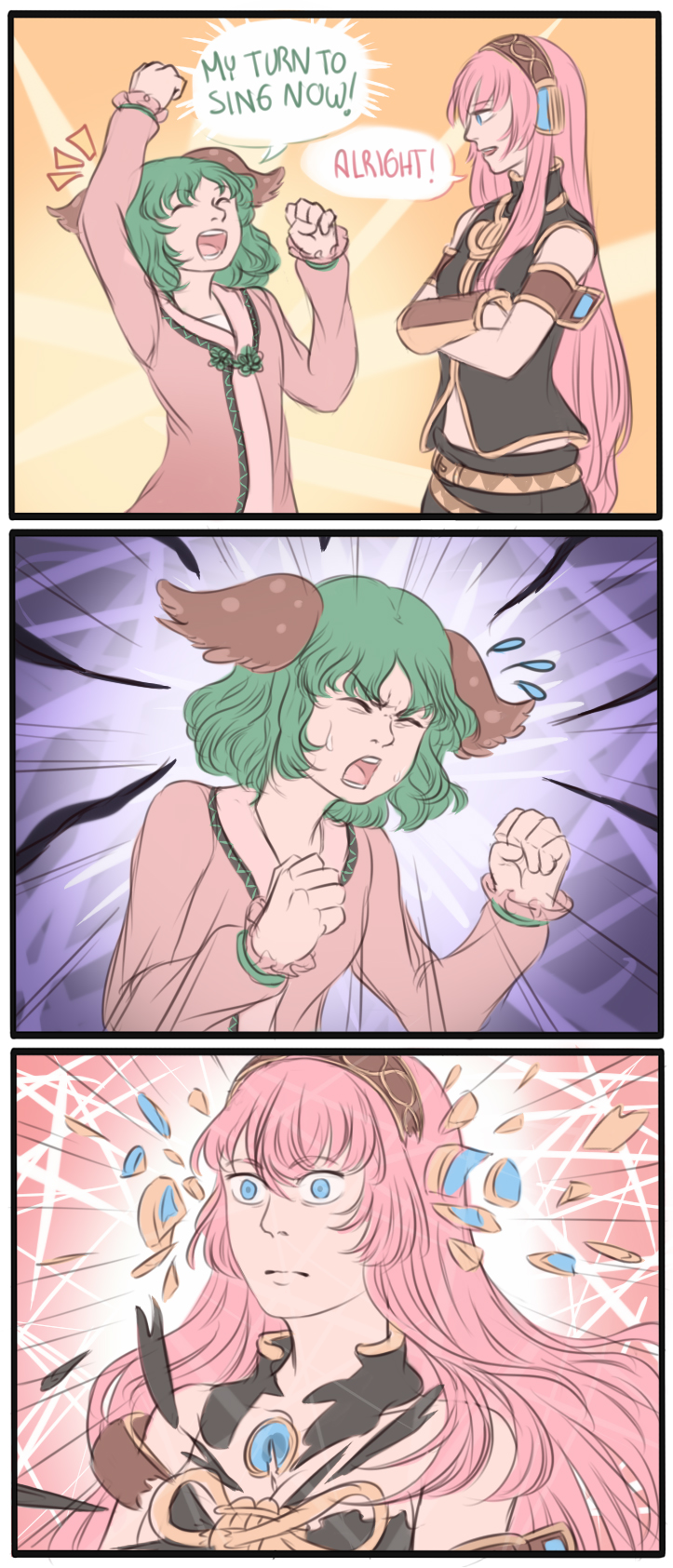 megurine luka and kasodani kyouko (touhou and 1 more) drawn by mefomefo