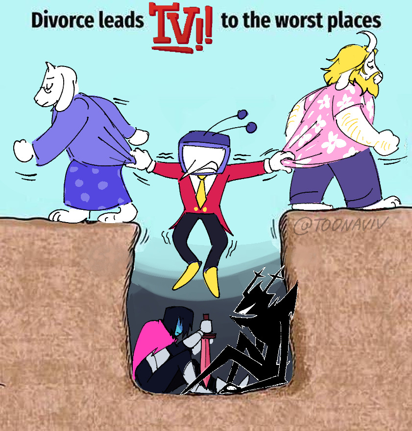kris, toriel, asgore dreemurr, ant tenna, and roaring knight (deltarune) drawn by toonaviv