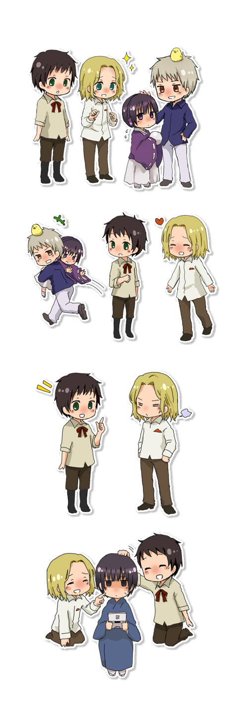 japan, france, prussia, and spain (axis powers hetalia) drawn by tsumiki_(tesage)