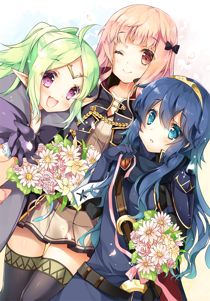 lucina, female robin, and nowi (fire emblem and 1 more) drawn by miwabe_sakura