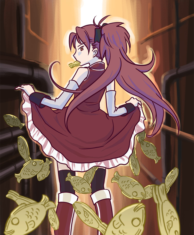sakura kyoko and senjougahara hitagi (mahou shoujo madoka magica and 2 more) drawn by mukiki