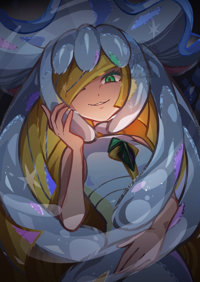 lusamine and nihilego (pokemon and 1 more) drawn by arutarika_(ri_kaoekaki)