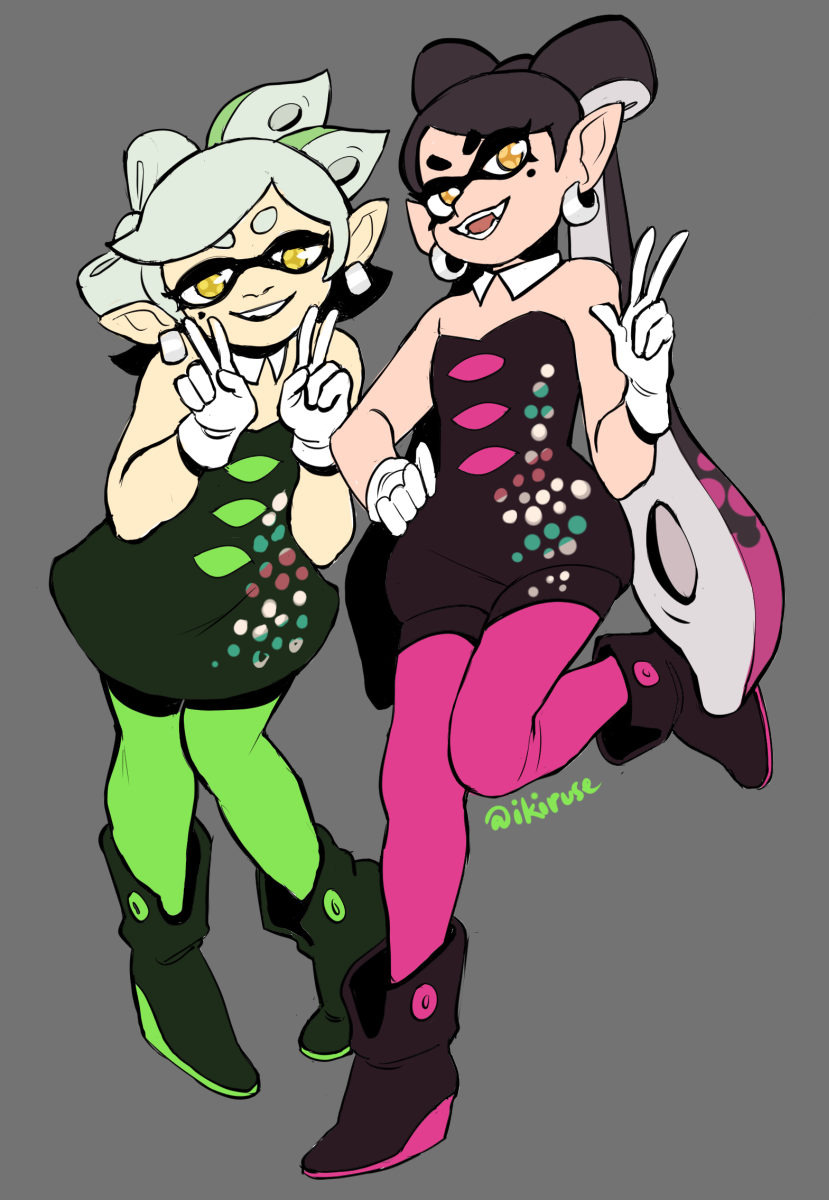 callie and marie (splatoon and 1 more) drawn by ikiru_(ikiusagi)