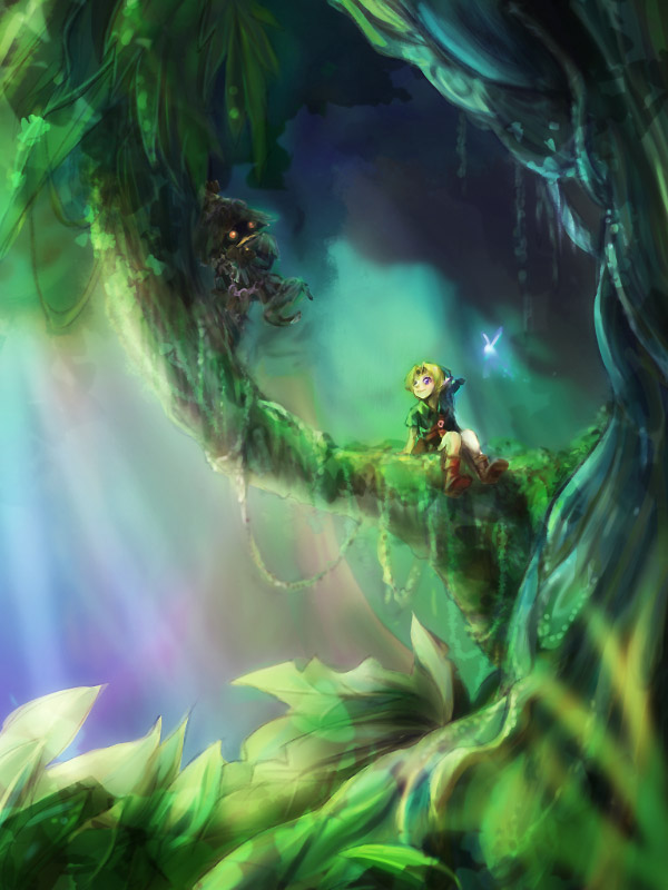 link, navi, and skull kid (the legend of zelda and 1 more) drawn by miyukiko