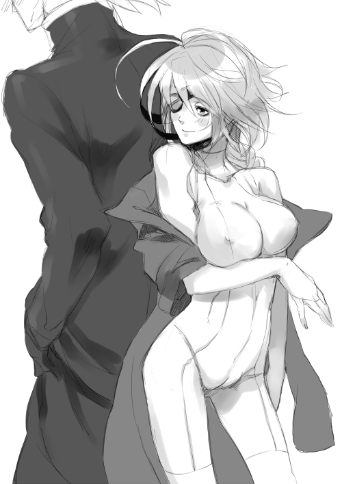 ragna the bloodedge and nu-13 (blazblue) drawn by kazuomi_(tukima)