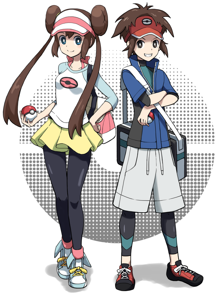 rosa and nate (pokemon and 1 more) drawn by hogi