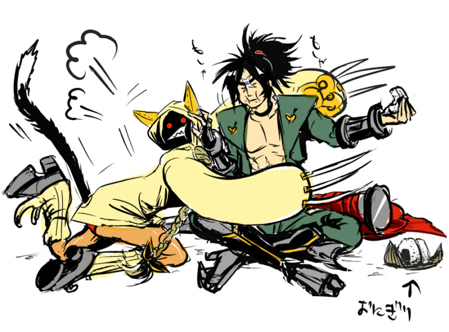 taokaka and shishigami bang (blazblue) drawn by shiroton_(kazamineko)